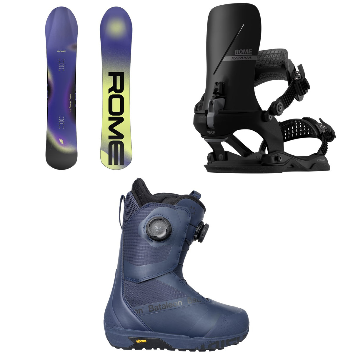 Rome Ravine Snowboard + Katana AW FASE Snowboard Bindings + Bataleon Salsa Double Boa Snowboard Boots - Women's 2027