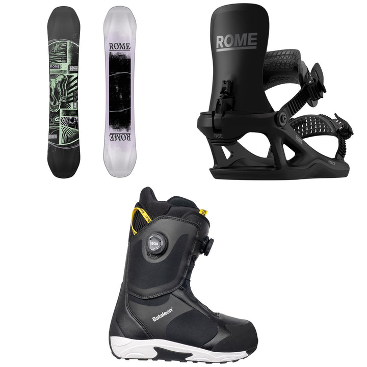 Rome Boneless Snowboard + Volt FASE Snowboard Bindings + Bataleon Rave Double Boa Snowboard Boots 2027