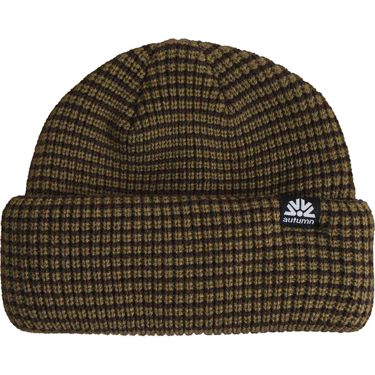 Autumn Stripe Double Roll Beanie Fir