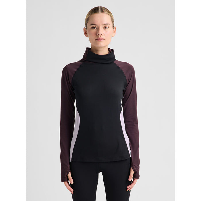 Burton Synthetic Midweight Base Layer Long Neck Top - Women's True Black/Bear Hug Brown/Moondust Purple