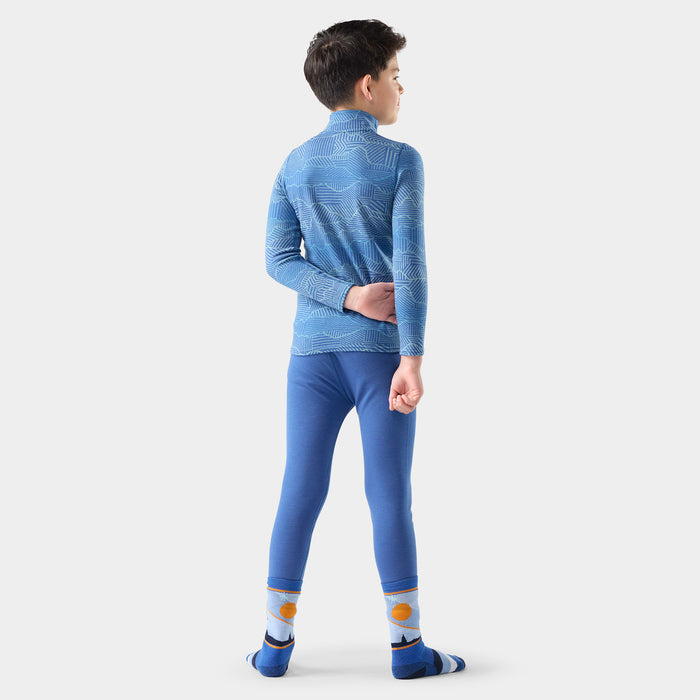 Smartwool Classic Thermal Merino Base Layer 1/4 Zip Top - Kids' Indigo Linear Peaks