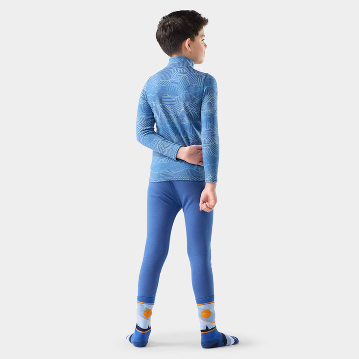 Smartwool Classic Thermal Merino Base Layer 1/4 Zip Top - Kids' Indigo Linear Peaks