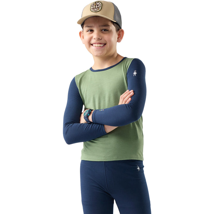 Smartwool Classic Merino Blend Base Layer Crew Top - Kids' Green Tea