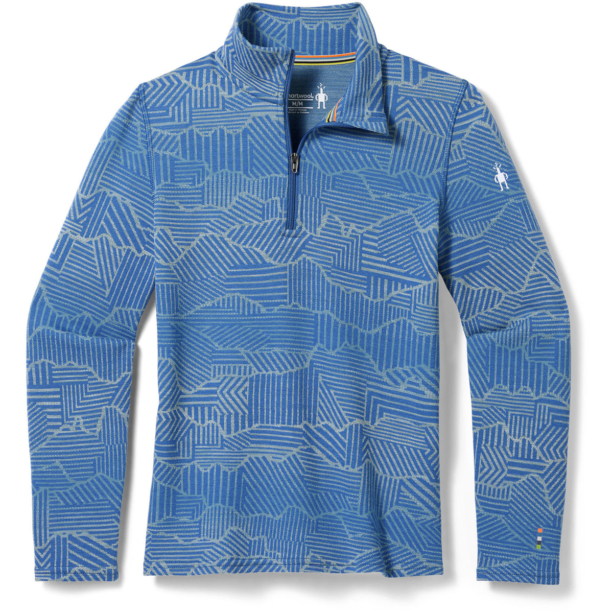 Smartwool Classic Thermal Merino Base Layer 1/4 Zip Top - Kids' Indigo Linear Peaks