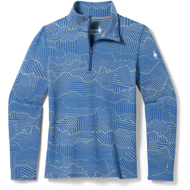Smartwool Classic Thermal Merino Base Layer 1/4 Zip Top - Kids' Indigo Linear Peaks