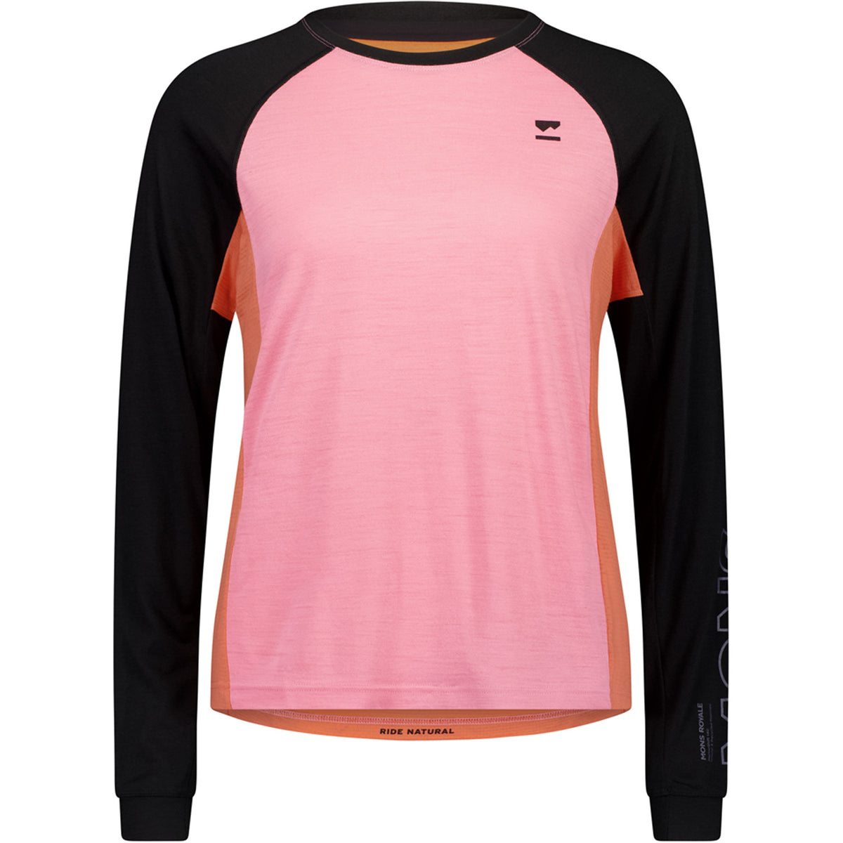 MONS ROYALE Tarn Merino Long Sleeve Jersey - Women's Sun Orange/Flamingo/Black