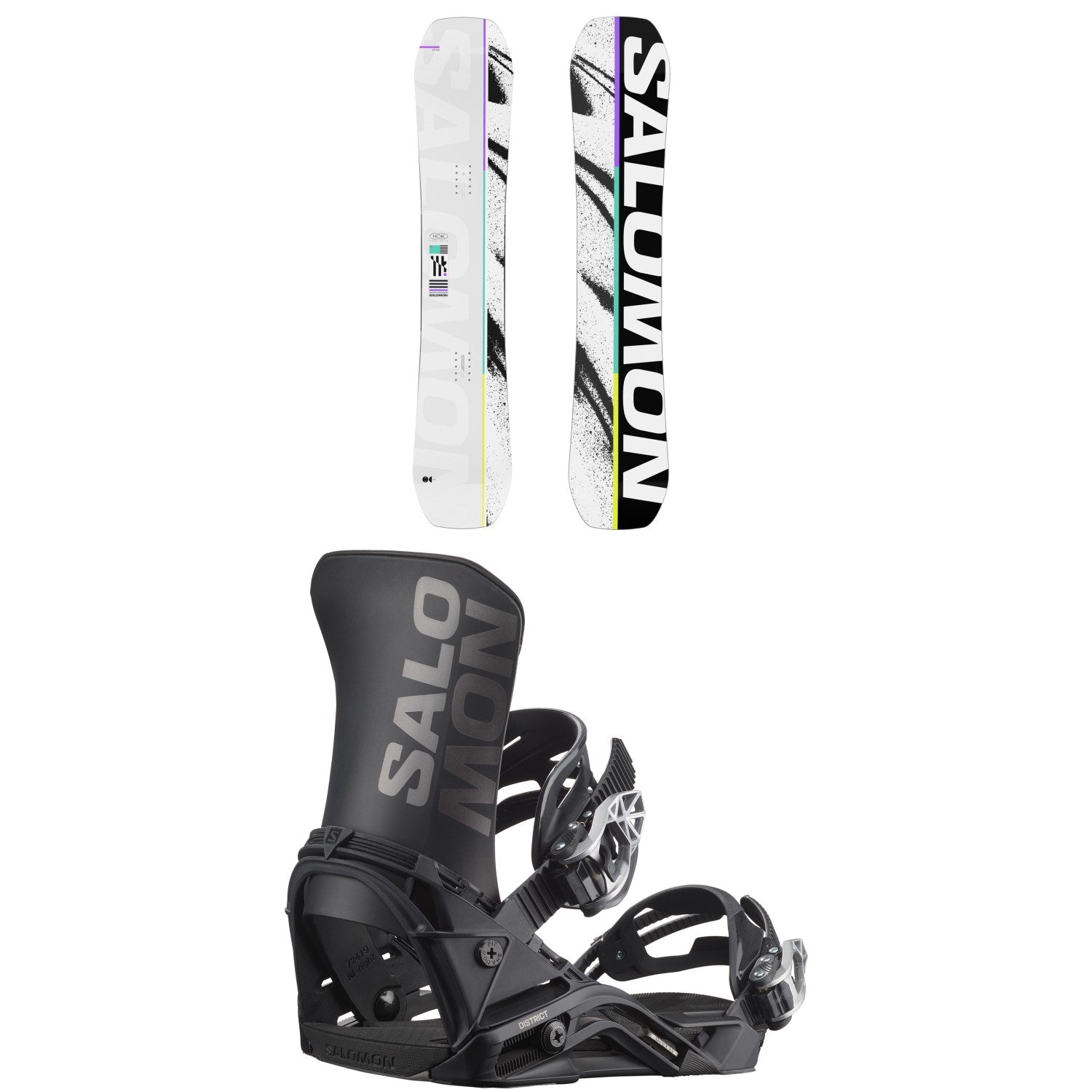 186 サイコ CYCHO + SALOMON BINDING Salomon Huck Knife Snowboard + District Snowboard Bindings 2026 – evo