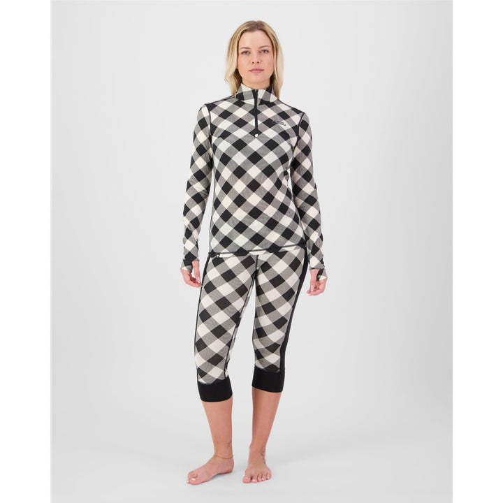 Mons Royale Cascade Merino Base Layer 1/4 Zip Long-Sleeve Top - Women's Check