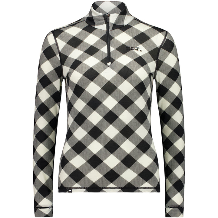 Mons Royale Cascade Merino Base Layer 1/4 Zip Long-Sleeve Top - Women's Check