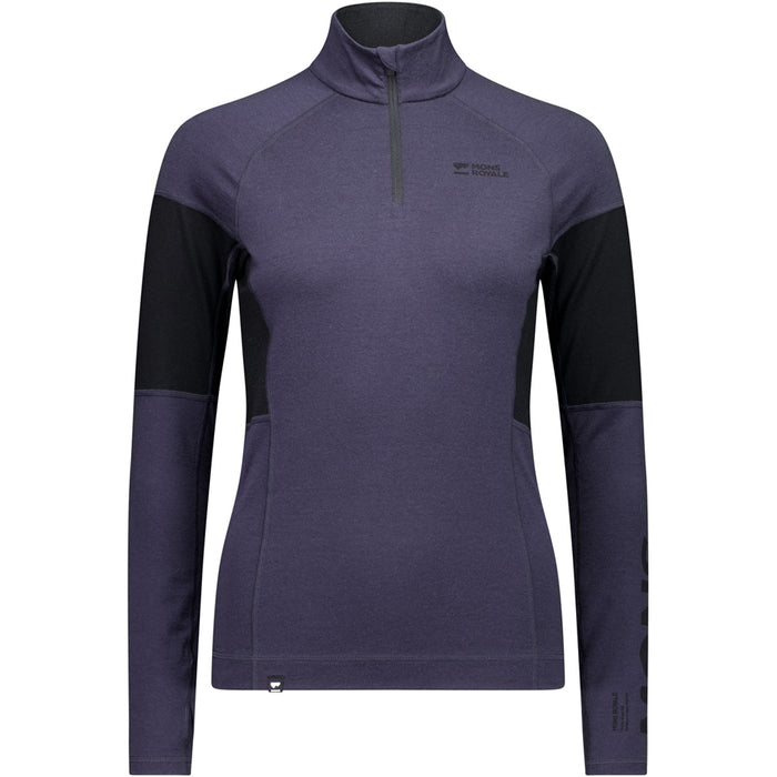 Mons Royale Olympus Merino Base Layer 1/4 Zip Long-Sleeve Top - Women's 9 Iron/Black