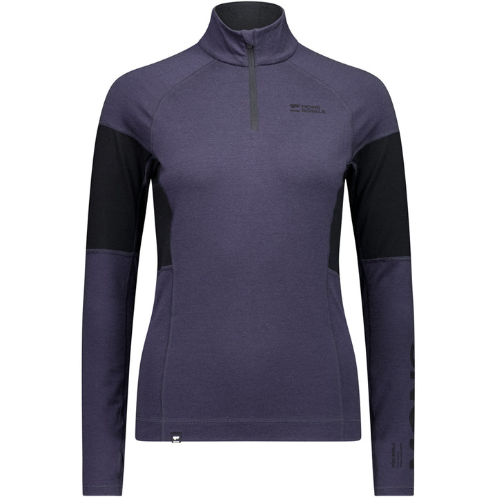 Mons Royale Olympus Merino Base Layer 1/4 Zip Long-Sleeve Top - Women's 9 Iron/Black