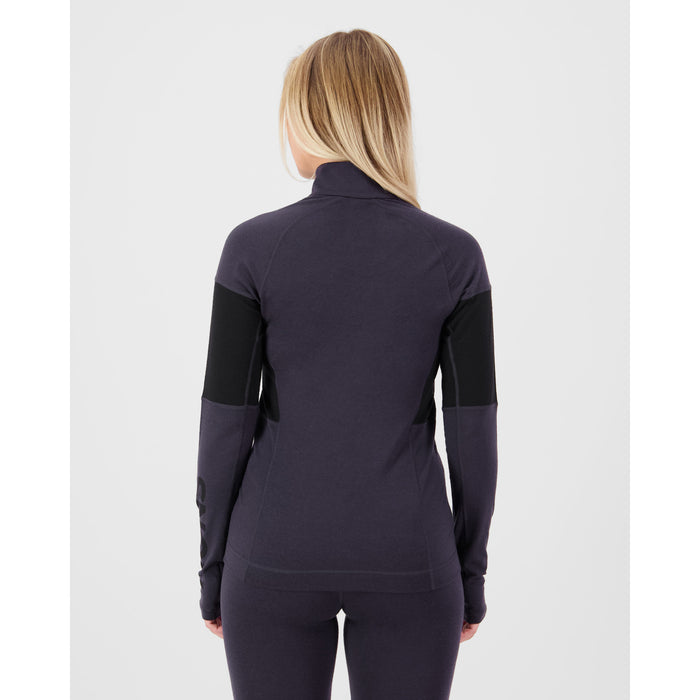 Mons Royale Olympus Merino Base Layer 1/4 Zip Long-Sleeve Top - Women's 9 Iron/Black