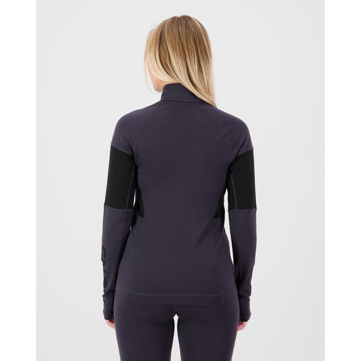Mons Royale Olympus Merino Base Layer 1/4 Zip Long-Sleeve Top - Women's 9 Iron/Black