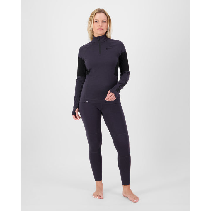 Mons Royale Olympus Merino Base Layer 1/4 Zip Long-Sleeve Top - Women's 9 Iron/Black