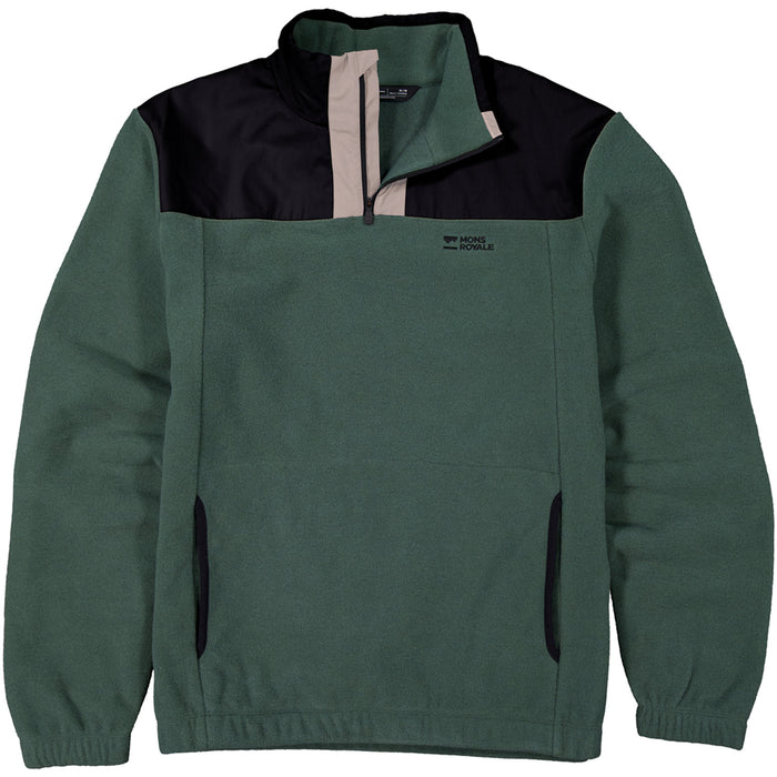 Mons Royale Pileup Wool Fleece 1/4 Zip Top - Men's Burnt Sage