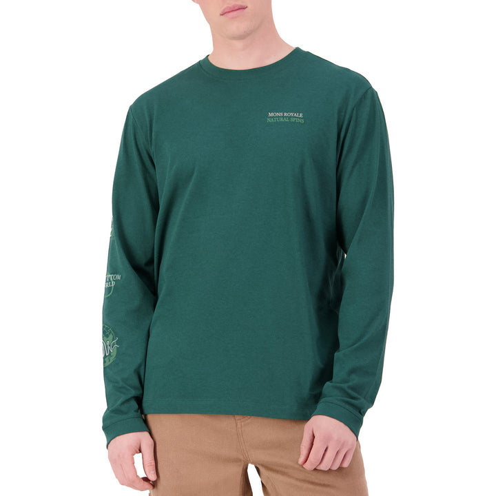 Mons Royale Yonder Merino Organic Cotton Long-Sleeve T-Shirt - Men's Dark Pine