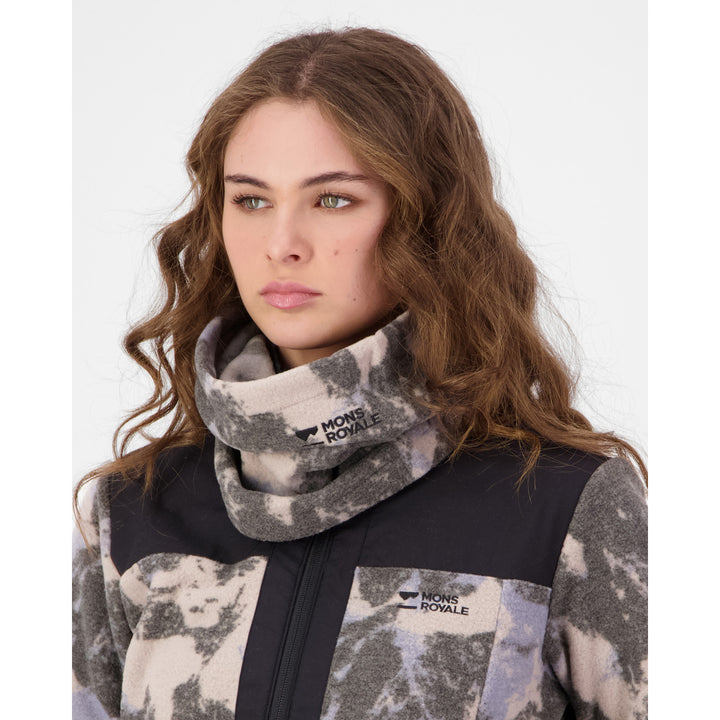 MONS ROYALE Pileup Wool Fleece Neckwarmer Mtn Camo Moonstone