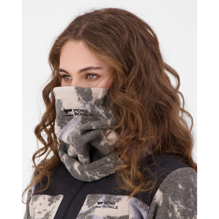 MONS ROYALE Pileup Wool Fleece Neckwarmer Mtn Camo Moonstone