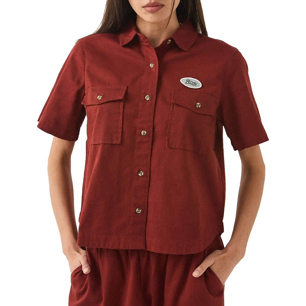 Brixton Mechanics Short-Sleeve Woven Shirt - Women's Dark Brick