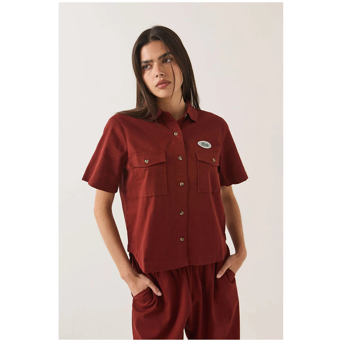 Brixton Mechanics Short-Sleeve Woven Shirt - Women's Dark Brick