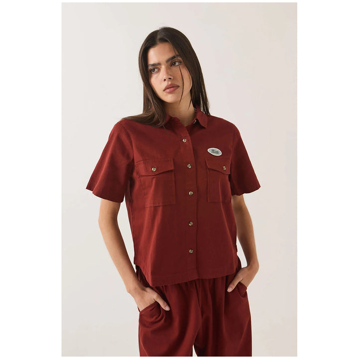Brixton Mechanics Short-Sleeve Woven Shirt - Women's Dark Brick