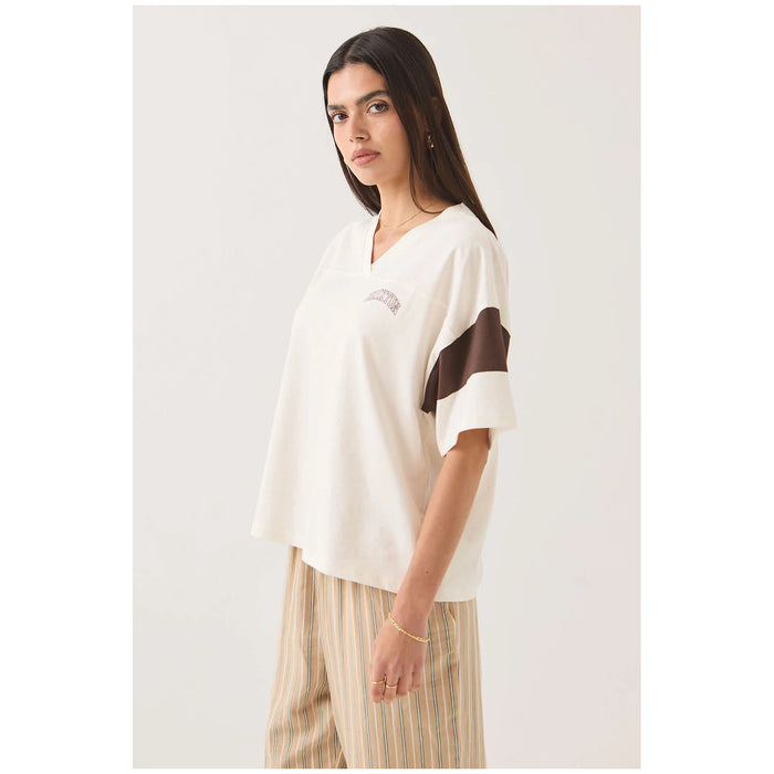 Brixton Boxy Cropped Football T-Shirt - Women's Off White