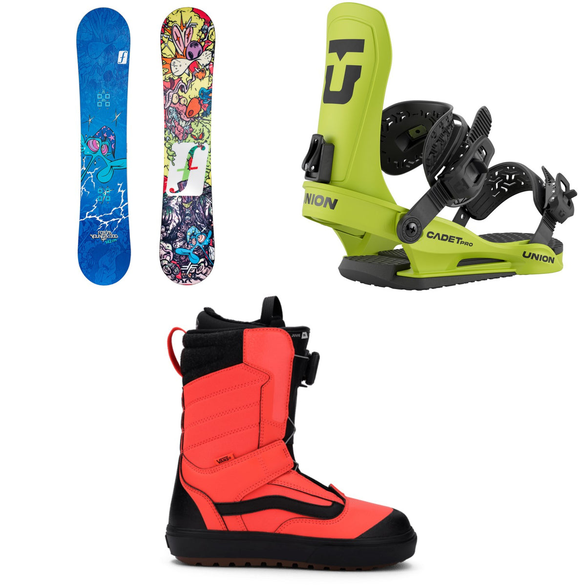 Forum Youngblood Mini Snowboard + Union Cadet Pro Snowboard Bindings + Vans Juvie OG Snowboard Boots - Kids' 2026