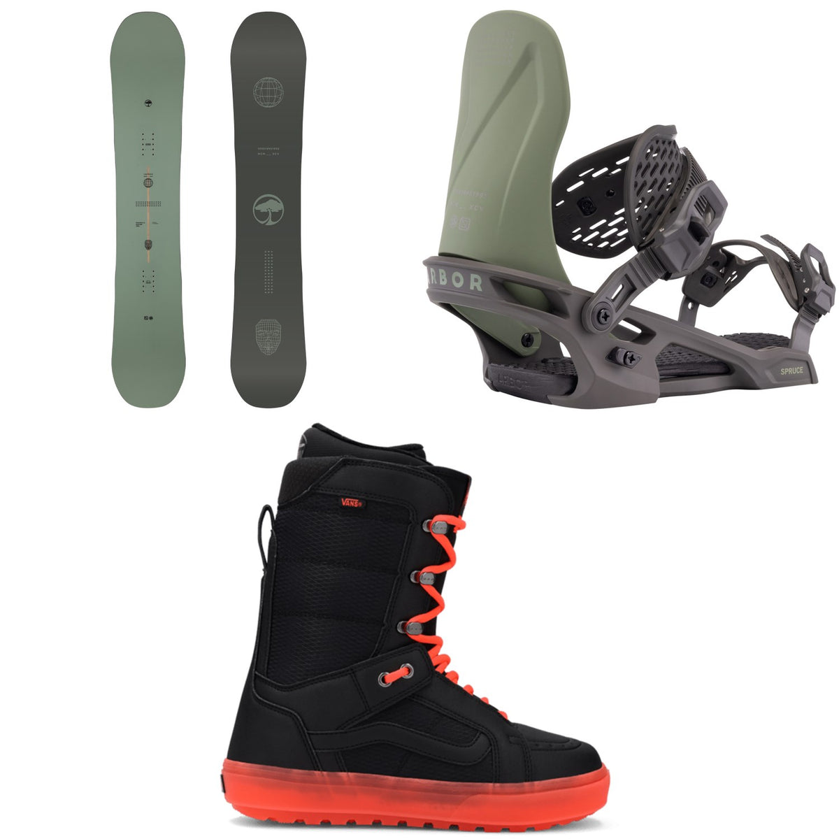 Arbor Formula Decon Snowboard + Spruce Snowboard Bindings + Vans Hi Standard OG Snowboard Boots 2026