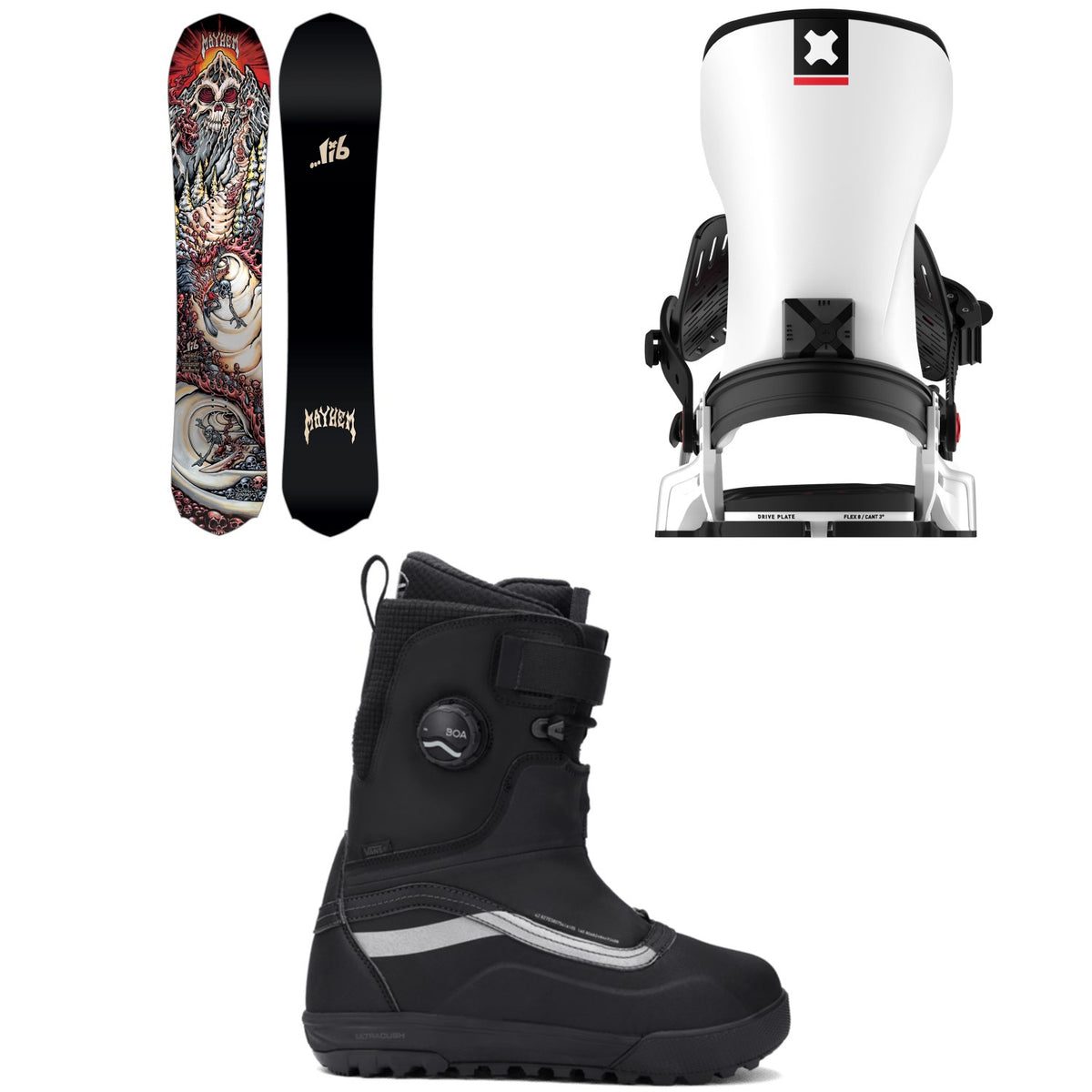 Lib Tech Mayhem Rocket C3 Snowboard + Bent Metal Transfer Snowboard Bindings + Vans Infuse Snowsurf Snowboard Boots 2026