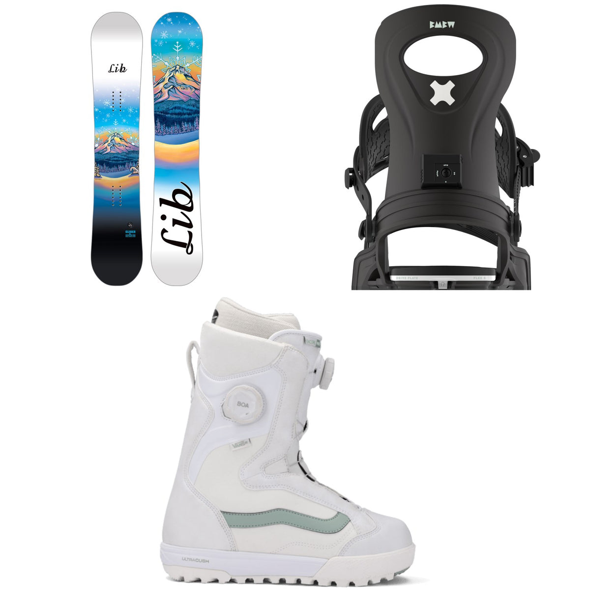 Lib Tech Glider BTX Snowboard + Bent Metal Metta Snowboard Bindings + Vans Encore Pro Snowboard Boots - Women's 2026