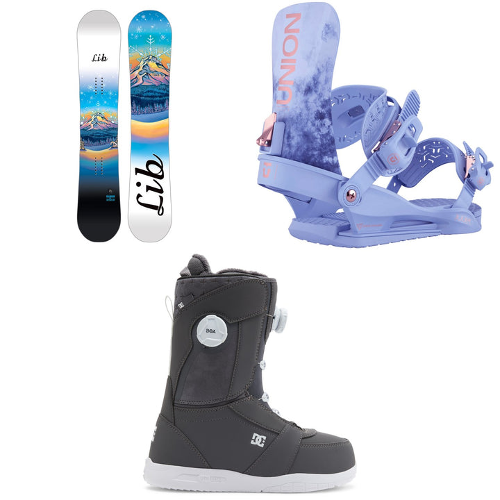 Lib Tech Glider BTX Snowboard + Union Juliet Snowboard Bindings + DC Lotus Snowboard Boots - Women's