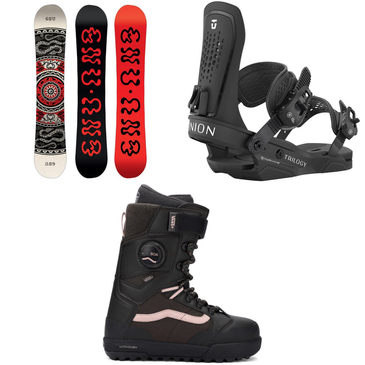 GNU Ladies Choice Asym C2X Snowboard + Union Trilogy Snowboard Bindings + Vans Luna Pro Snowboard Boots - Women's 2026