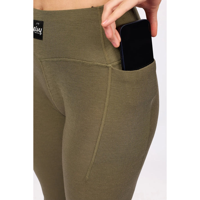 Eivy Pocket Merino Wool Rib Tights - Women's Olive
