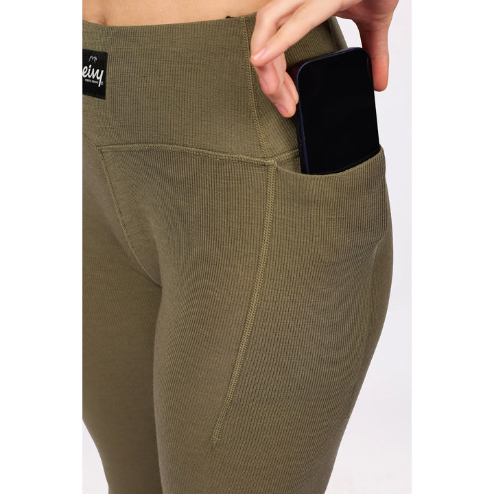 Eivy Pocket Merino Wool Rib Tights - Women's Olive