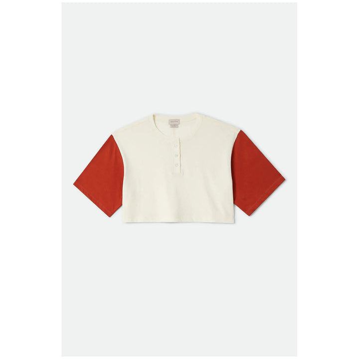 Brixton Carefree Organic GD Cropped Henley Top - Women's Off White/Rust