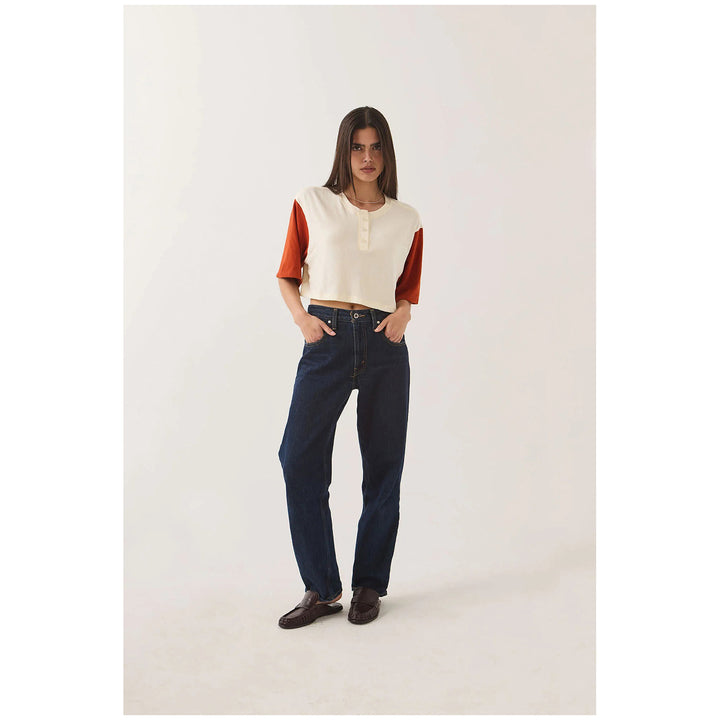 Brixton Carefree Organic GD Cropped Henley Top - Women's Off White/Rust