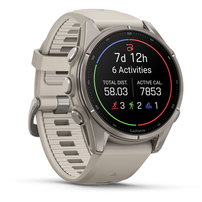 Garmin fenix 9 Smartwatch Titanium with Fog Gray Silicone Band