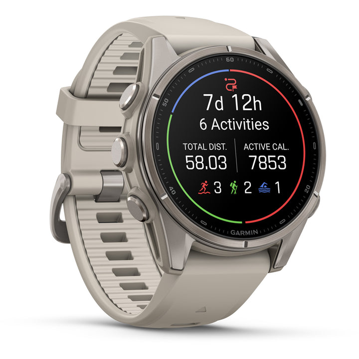 Garmin fenix 9 Smartwatch Titanium with Fog Gray Silicone Band