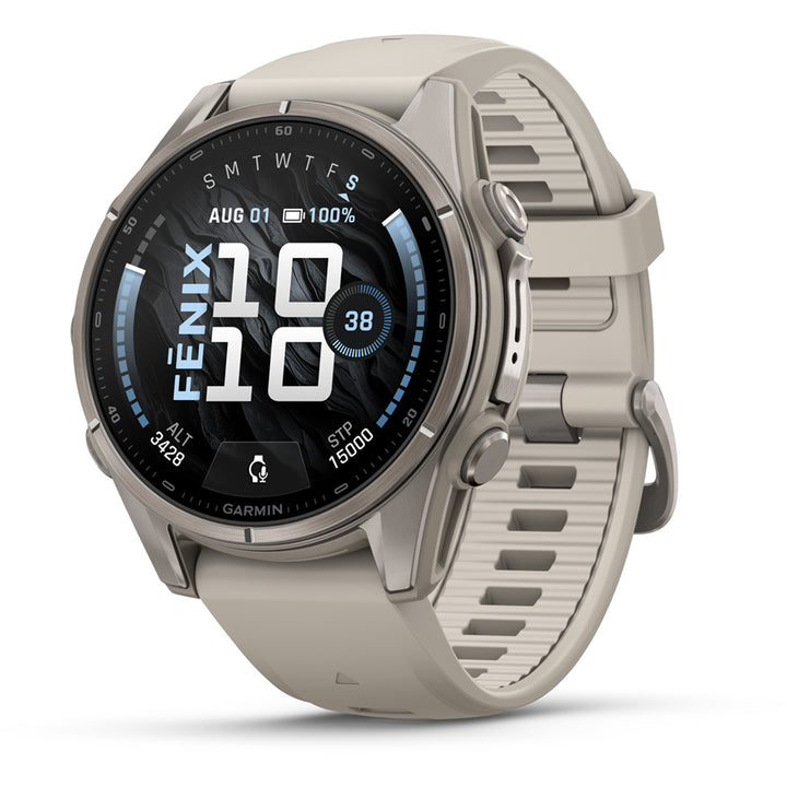 Garmin fenix 9 Smartwatch Titanium with Fog Gray Silicone Band