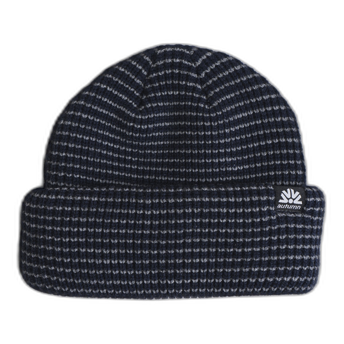 Autumn Stripe Double Roll Beanie Midnight