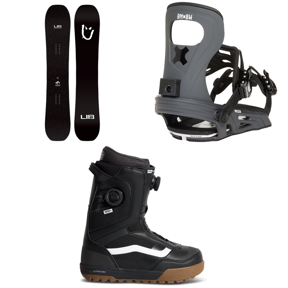 Lib Tech dPr Snowboard + Bent Metal Joint LTD Snowboard Bindings + Vans Aura Pro 2.0 Snowboard Boots 2027