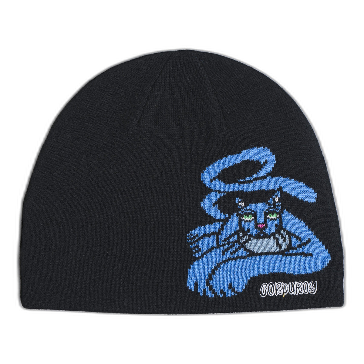 Corduroy Blue Cat By Jamie Lynn Beanie Black