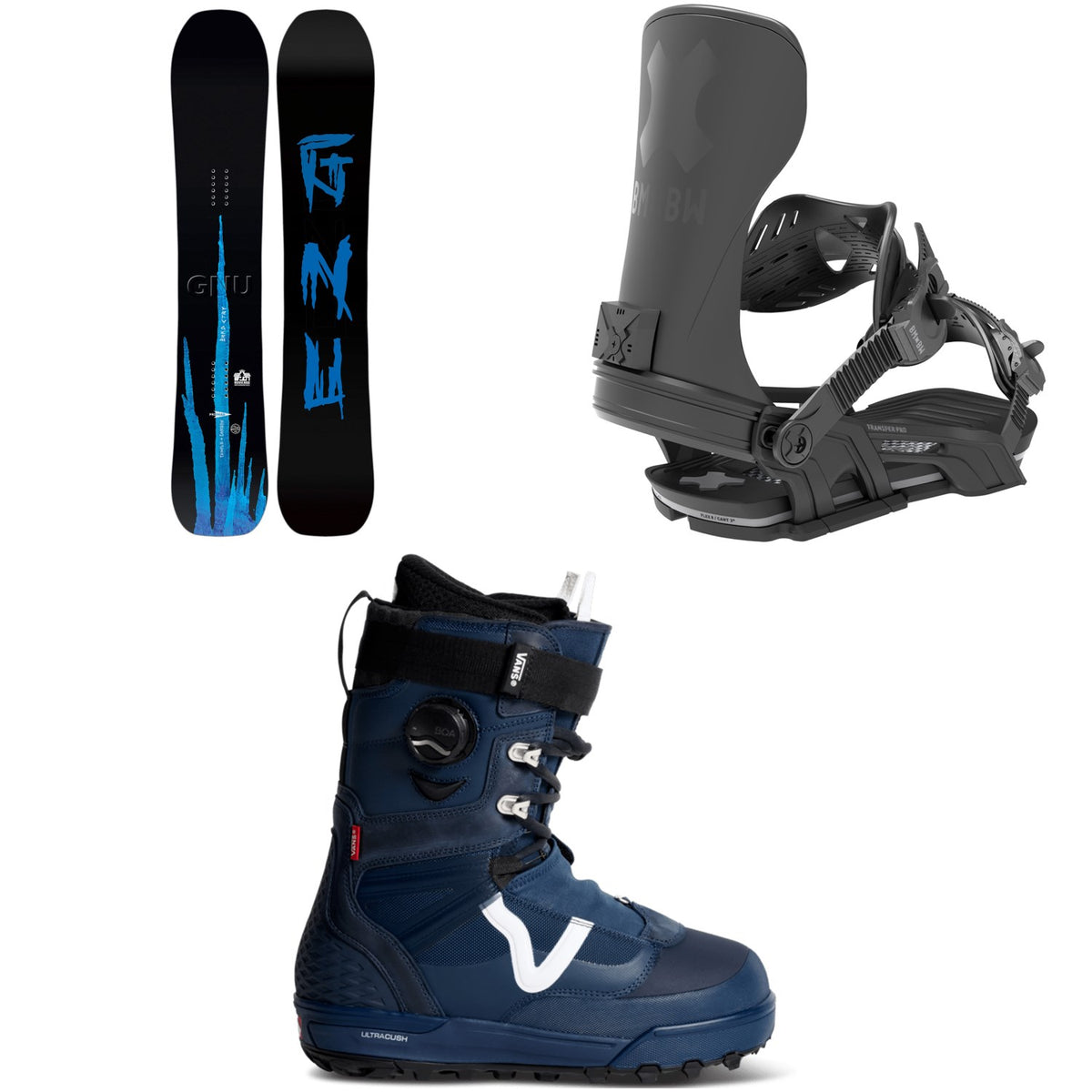 GNU Banked Country Snowboard + Bent Metal Transfer Pro Snowboard Bindings + Vans Infuse x Cannon Cummins Snowboard Boots 2027