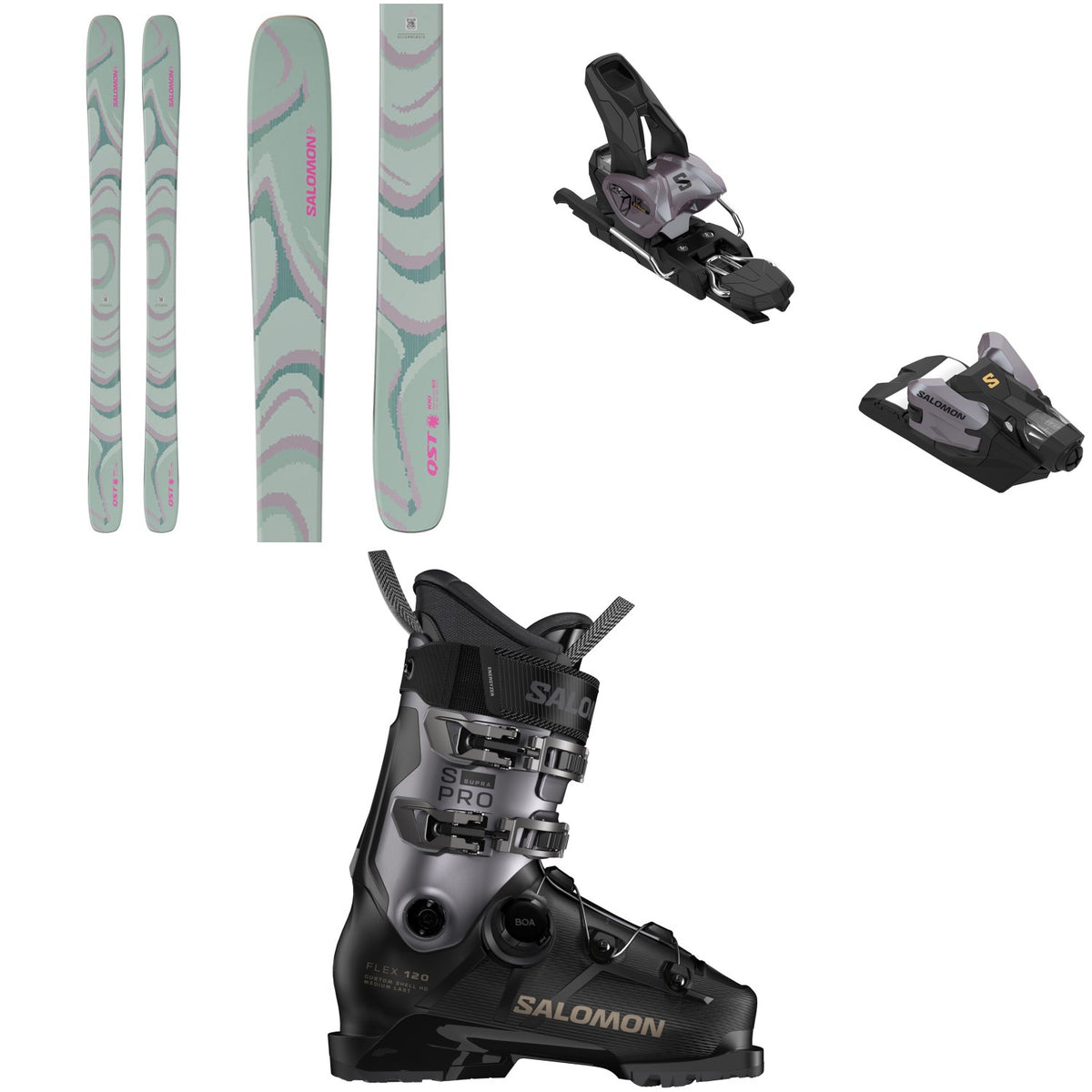 Salomon QST 100 Skis + Strive 12 GW Ski Bindings + S/Pro Supra BOA 120 Ski Boots 2026