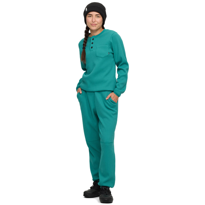 evo Waffle Pocket Henley Top - Unisex Emerald