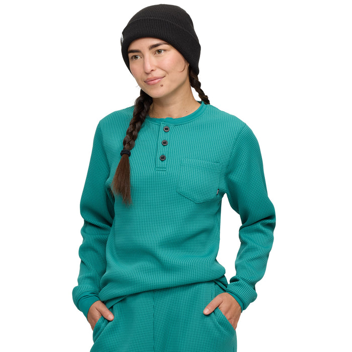 evo Waffle Pocket Henley Top - Unisex Emerald