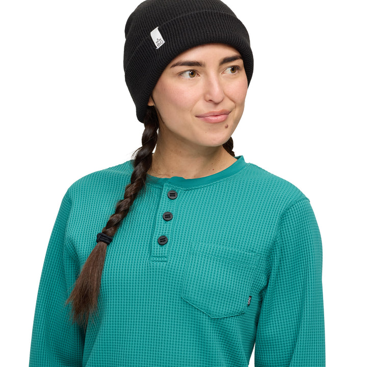 evo Waffle Pocket Henley Top - Unisex Emerald