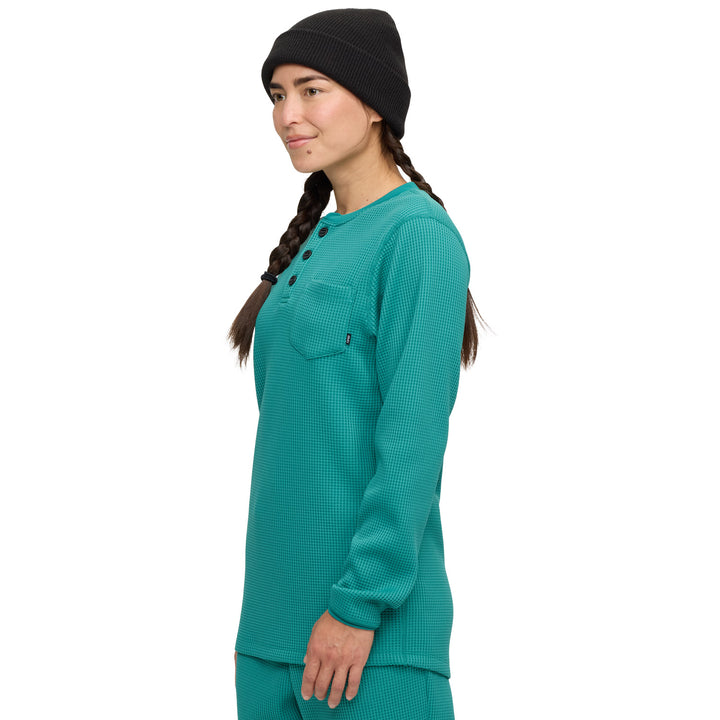evo Waffle Pocket Henley Top - Unisex Emerald