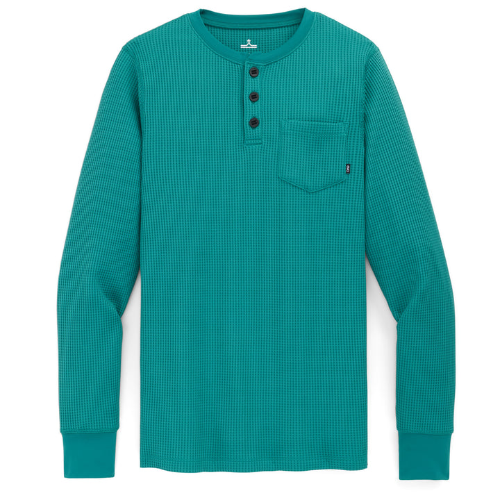 evo Waffle Pocket Henley Top - Unisex Emerald