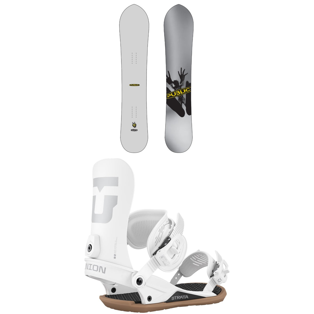 Public Snowboards Outreach Snowboard + Union Strata Snowboard Bindings 2027